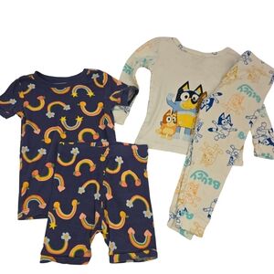 Girl's 4T Bundle PJ Sets- Bluey And Rainbow Print 2379-V